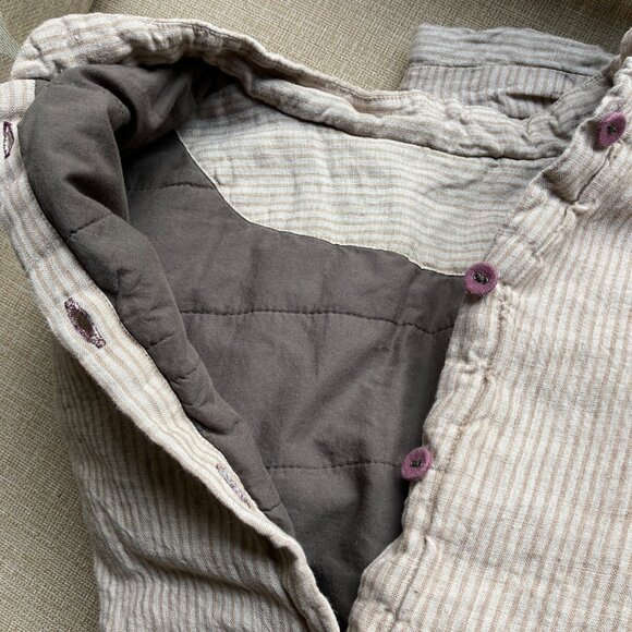 100% Linen Padded (quilted) Top, OS, light khaki color - Picture 12 of 15